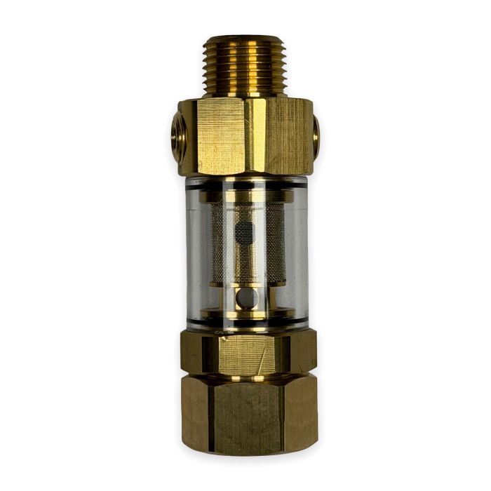 Clear Bowl Inlet Filter - 3/4" FGH x 1/2" MPT with 1/4" Bypass Port