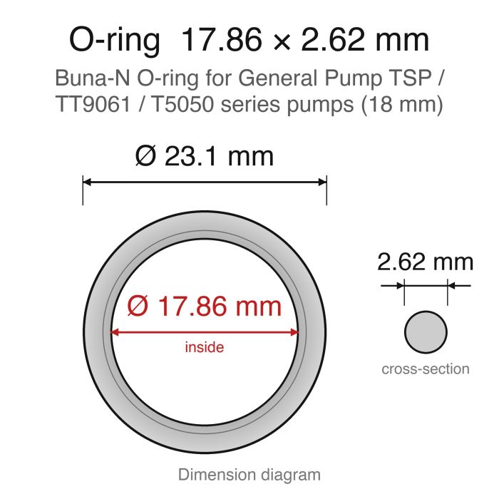 90384300 - O-Ring, Buna-N (17.86 x 2.62mm) - dimension diagram (17.86 x 2.62 mm)