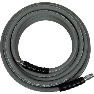 Pressure Washer Hose - 3/8" x 25 ft, 4000 PSI, Grey Wrapped, 1-Wire Braid